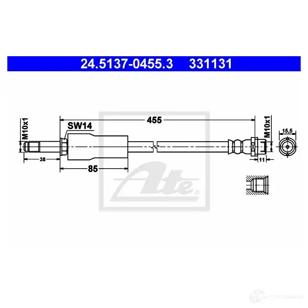 Тормозной шланг ATE 62463 33 1131 24513704553 N41NIU изображение 0