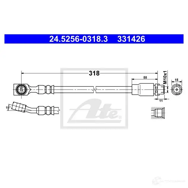 Тормозной шланг ATE 62710 24525603183 U8BX3 3314 26