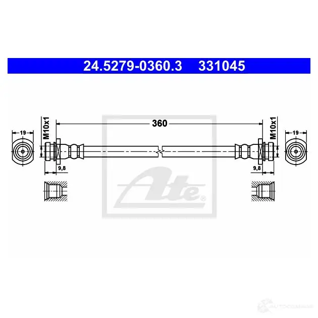 Тормозной шланг ATE WBN7RB 3 31045 62813 24527903603 изображение 0