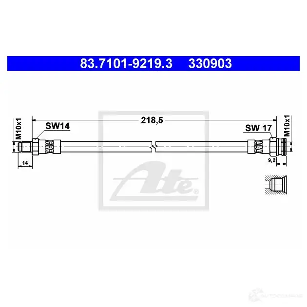 Тормозной шланг ATE 5F892R 33090 3 83710192193 63618