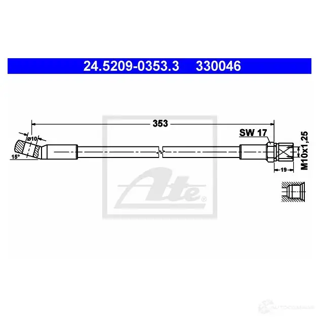 Тормозной шланг ATE 33004 6 62580 24520903533 YY2RJ19