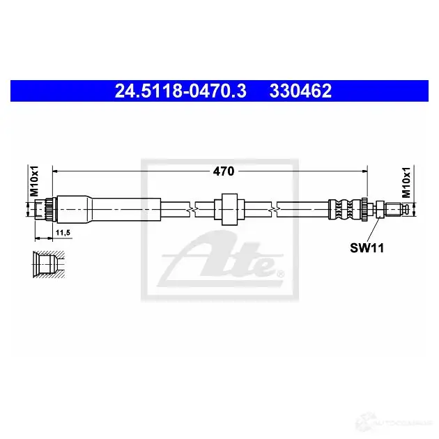 Тормозной шланг ATE 62411 T95CF 3304 62 24511804703