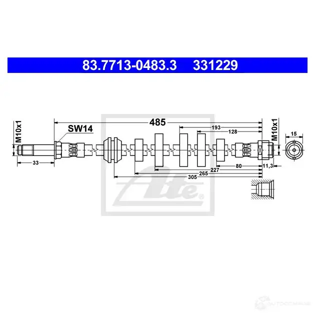 Тормозной шланг ATE 83771304833 3PXZXQ 331 229 63656 изображение 0
