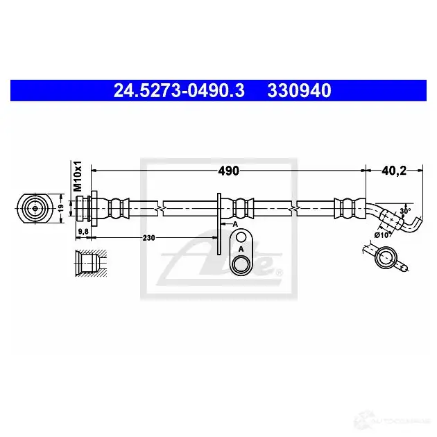 Тормозной шланг ATE 3 30940 DW1AAV2 24527304903 62796 изображение 0