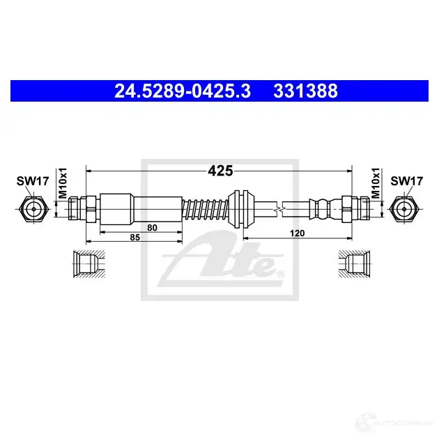 Тормозной шланг ATE 33 1388 V4IMZ 24528904253 62865 изображение 0