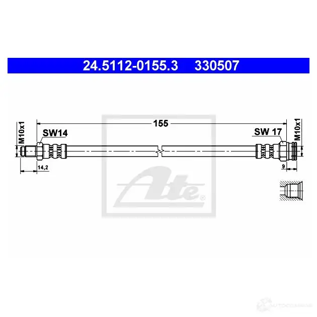 Тормозной шланг ATE 5O588 24511201553 62332 330 507 изображение 0