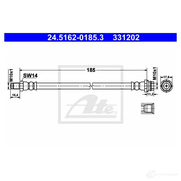Тормозной шланг ATE 3 31202 8A55E6J 62526 24516201853