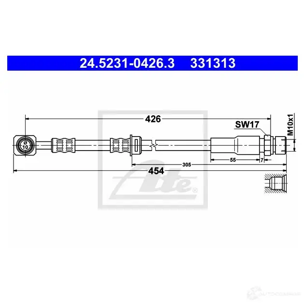 Тормозной шланг ATE NW882 24523104263 62631 33 1313 изображение 0