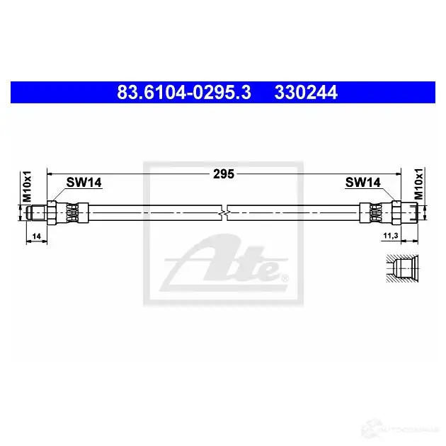Тормозной шланг ATE 33 0244 ZILMD 83610402953 63377 изображение 0