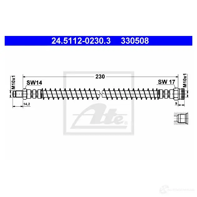 Тормозной шланг ATE 3305 08 24511202303 62337 ICWOOW1