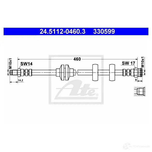 Тормозной шланг ATE 24511204603 5LDZXA4 33059 9 62386 изображение 0