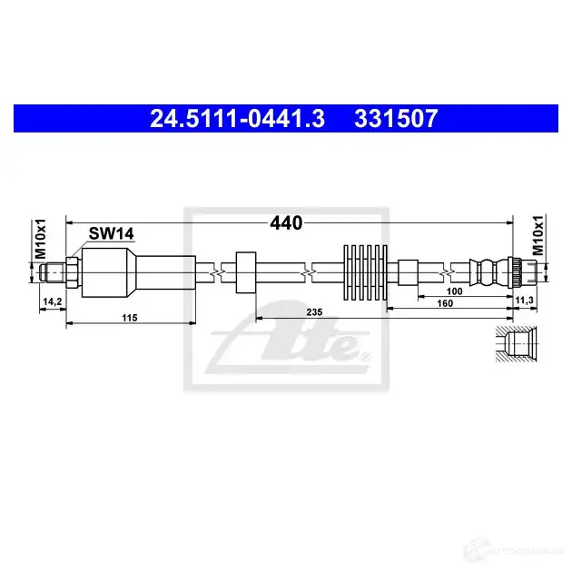 Тормозной шланг ATE 57JLI3N 3 31507 62315 24511104413