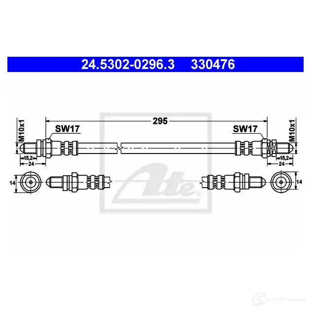 Тормозной шланг ATE 24530202963 33047 6 WJKVEB 62925 изображение 0