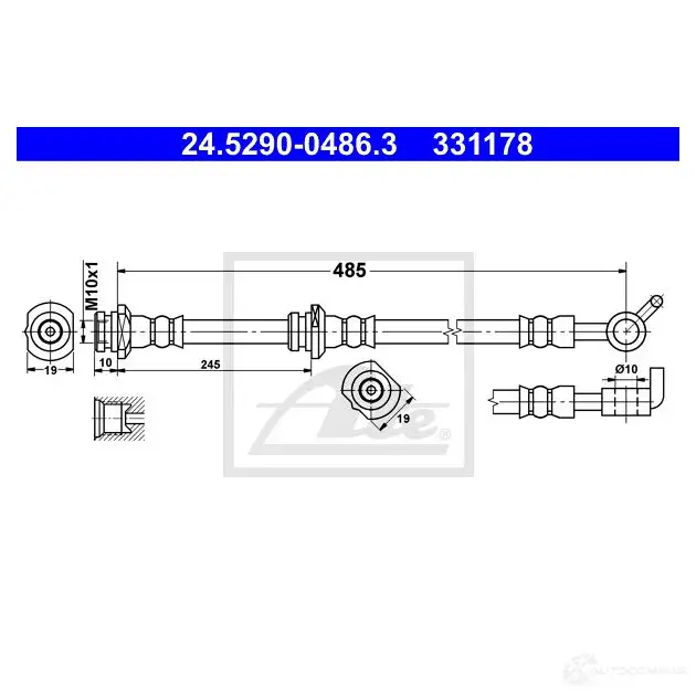 Тормозной шланг ATE 00PF7UA 62877 33117 8 24529004863 - Изображение 1