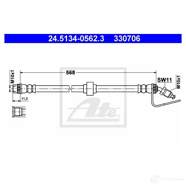 Тормозной шланг ATE 62457 IIJ3VXO 24513405623 33 0706 изображение 0