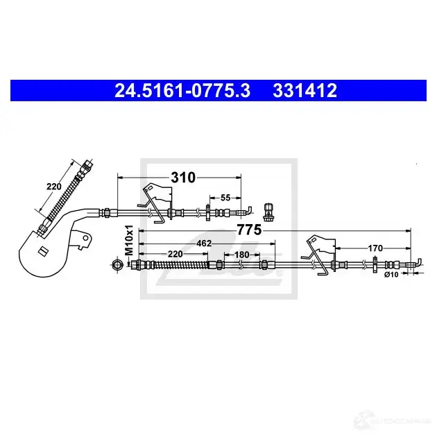 Тормозной шланг ATE 3 31412 6HLZSM 24516107753 62524