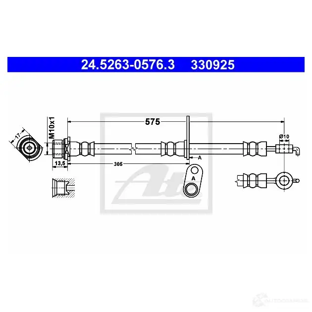 Тормозной шланг ATE 24526305763 62730 33 0925 DDU5L9T