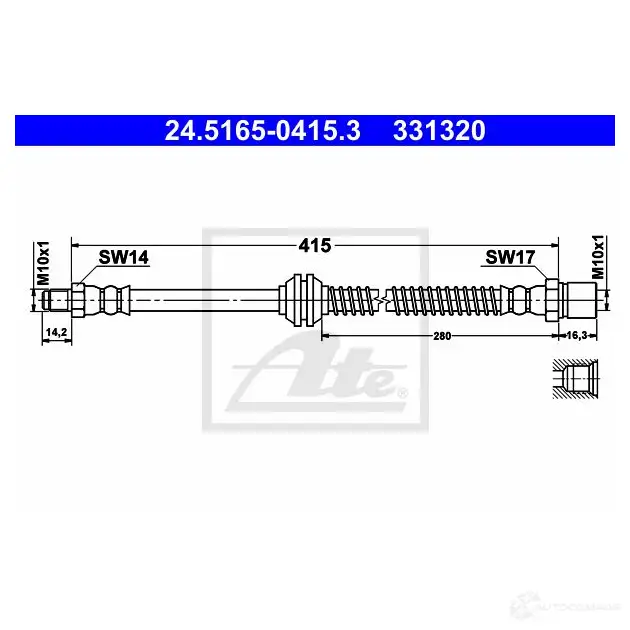 Тормозной шланг ATE 33 1320 62536 24516504153 WJ4P87 изображение 0