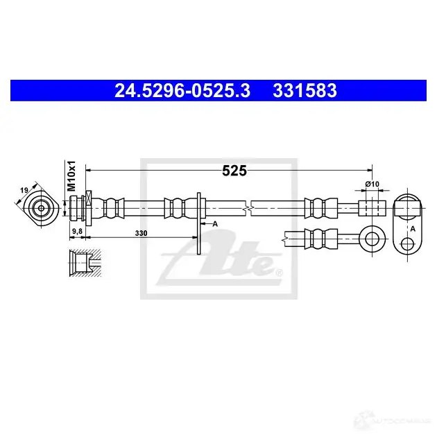 Тормозной шланг ATE 7UKIZQ T 1437251766 24529605253 - Изображение 1