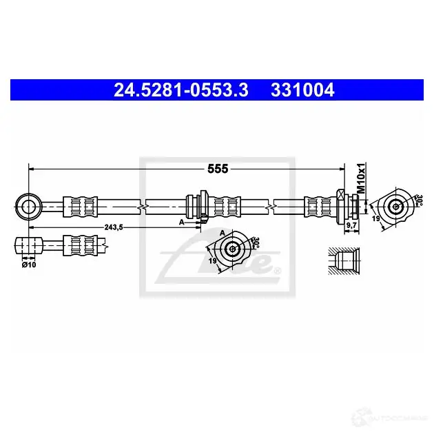 Тормозной шланг ATE 62819 33 1004 24528105533 EDC4TLR