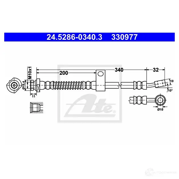 Тормозной шланг ATE 3 30977 62837 OZT4WJ 24528603403