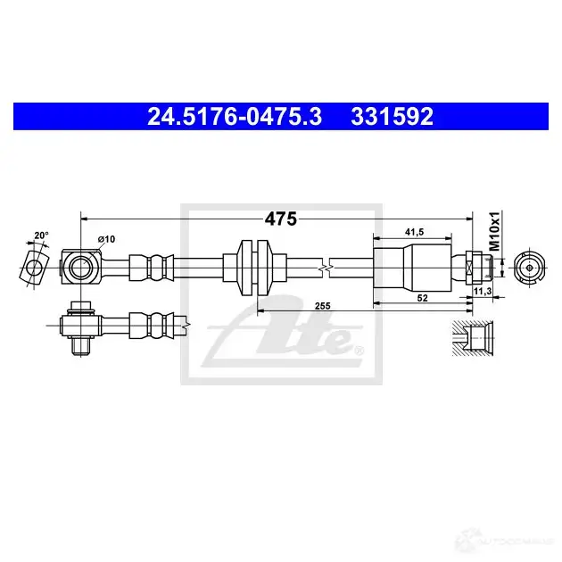 Тормозной шланг ATE 1437251771 JL5 GBZ 24517604753 - Изображение 1