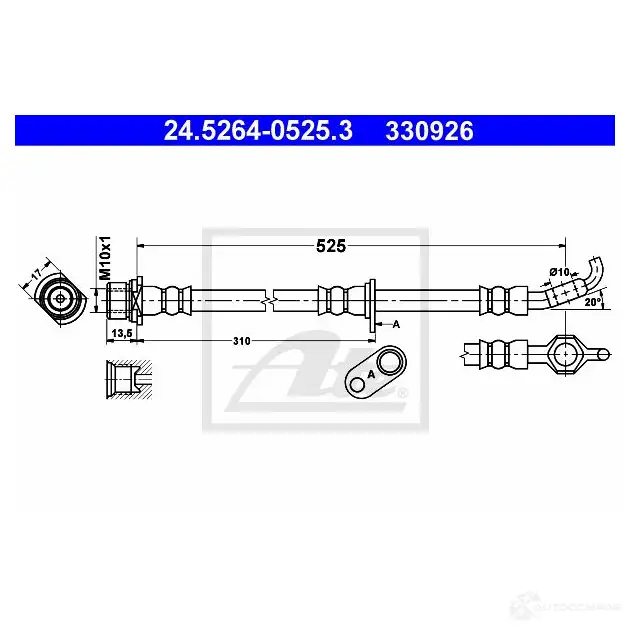 Тормозной шланг ATE 62738 33 0926 24526405253 T5WONR3 изображение 0