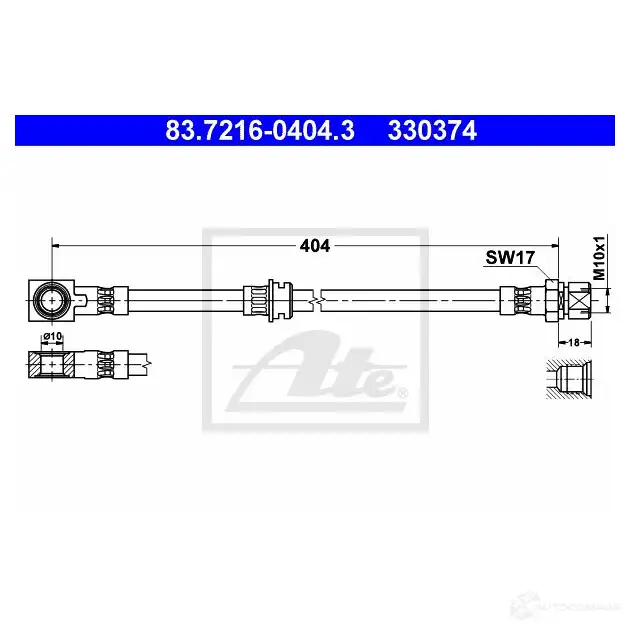 Тормозной шланг ATE P8893CW 33037 4 63630 83721604043