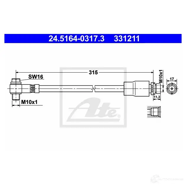 Тормозной шланг ATE FR8SAC0 3 31211 62533 24516403173