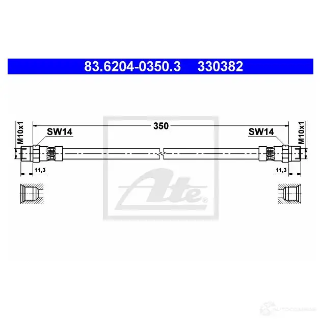 Тормозной шланг ATE QQY3E 330 382 63503 83620403503 изображение 0