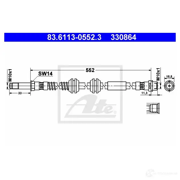 Тормозной шланг ATE 33086 4 63401 RZPVKYS 83611305523 изображение 0