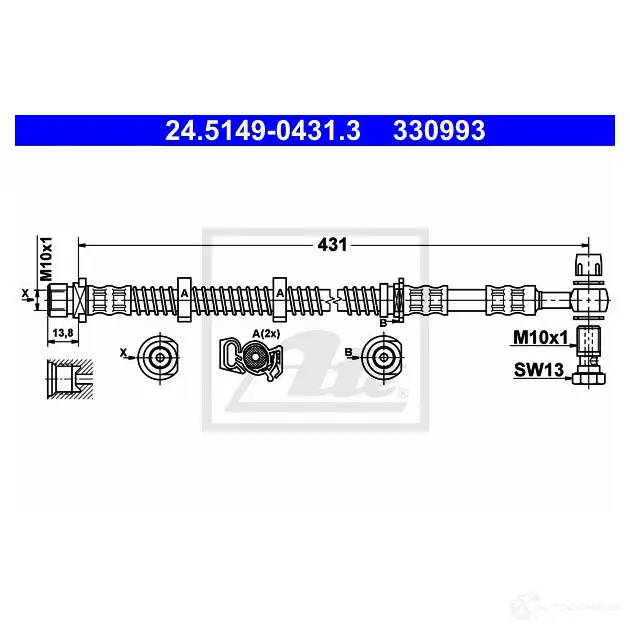 Тормозной шланг ATE 24514904313 YCR5K 62502 33099 3