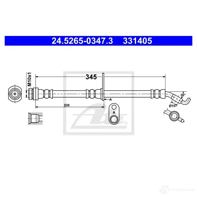 Тормозной шланг ATE 24526503473 62746 FG3LH 331 405