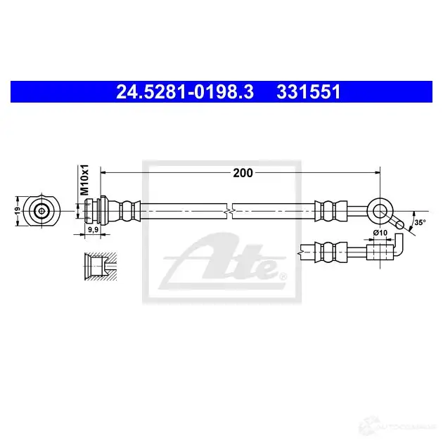Тормозной шланг ATE 1437251732 WF9 6XR 24528101983 - Изображение 1