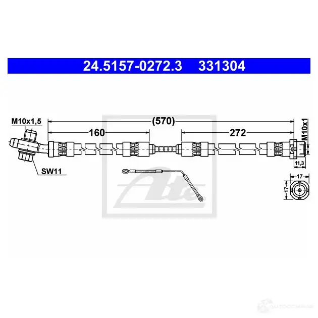 Тормозной шланг ATE 62515 PAMC0I5 331 304 24515702723 изображение 0