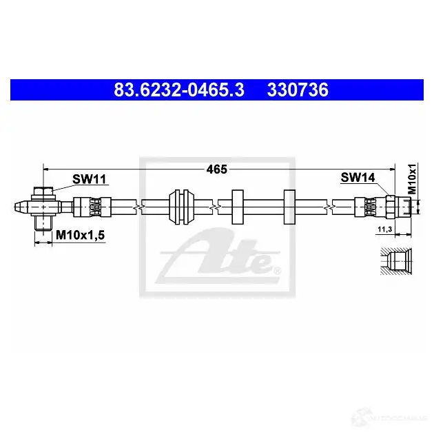 Тормозной шланг ATE 1ZR1B5M 33073 6 83623204653 63549