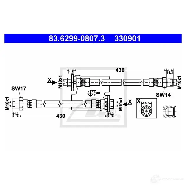 Тормозной шланг ATE 33090 1 63593 1N3UHM 83629908073