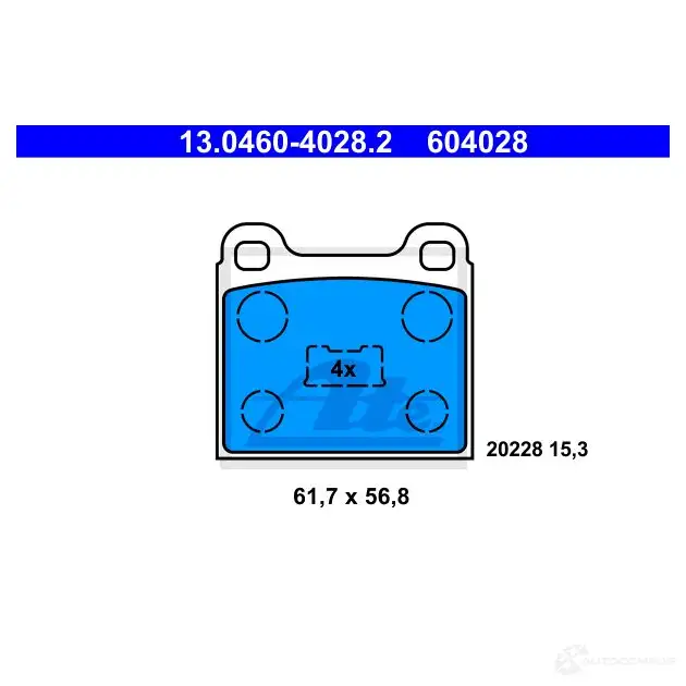 Тормозные колодки, комплект ATE 13046040282 56401 604028 2 0228 изображение 0