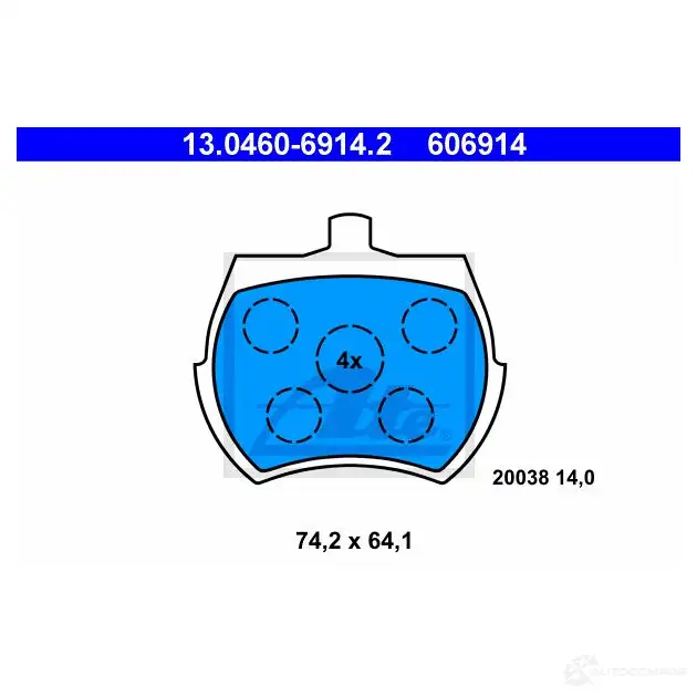Тормозные колодки, комплект ATE 56838 606914 13046069142 2003 8