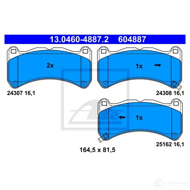 Тормозные колодки, комплект ATE 24308 1424720739 13046048872 2 4307 изображение 0
