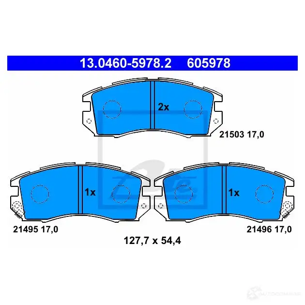 Тормозные колодки, комплект ATE 56809 2149 5 21496 13046059782 изображение 0