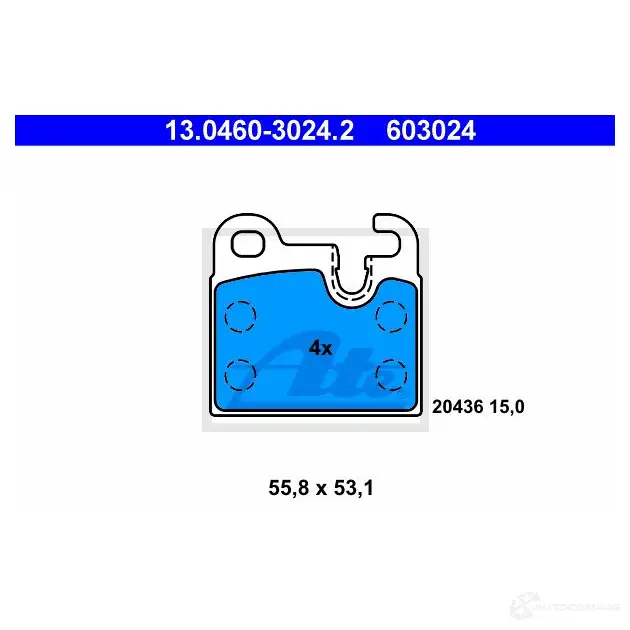 Тормозные колодки, комплект ATE 56262 20 436 13046030242 603024 изображение 0