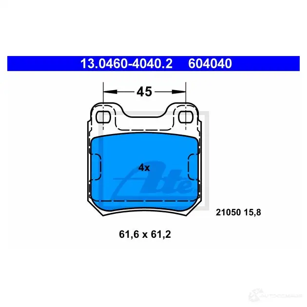 Тормозные колодки, комплект ATE 56409 210 50 604040 13046040402 изображение 3