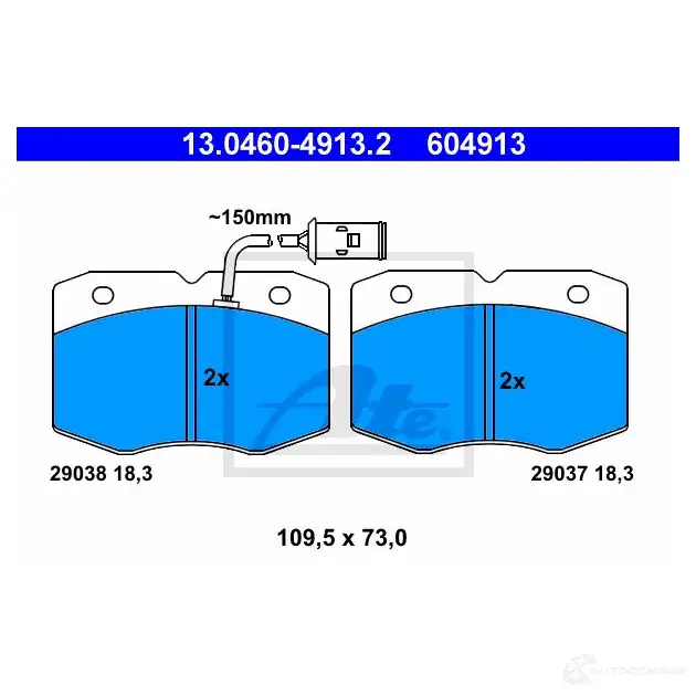 Тормозные колодки, комплект ATE 56499 13046049132 29038 290 37 изображение 0