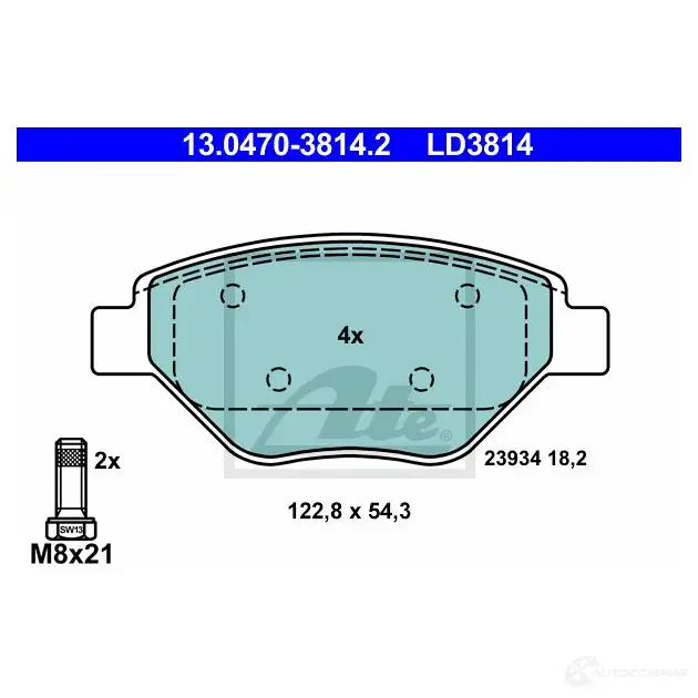 Тормозные колодки, комплект ATE 57184 13047038142 239 34 LD3814