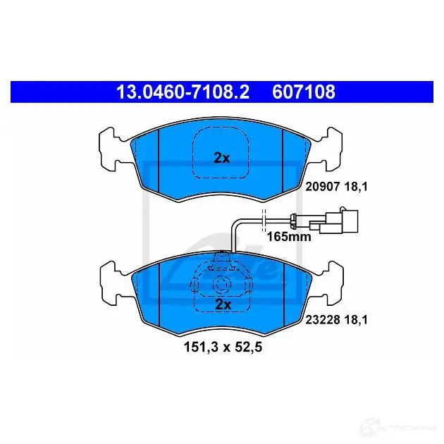 Тормозные колодки, комплект ATE 23228 13046071082 2190 7 56902 изображение 0