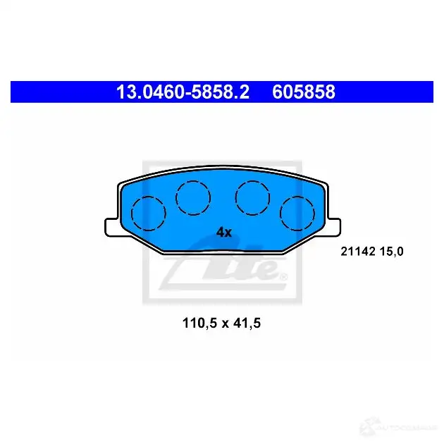 Тормозные колодки, комплект ATE 2114 2 605858 56724 13046058582