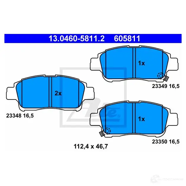 Тормозные колодки, комплект ATE 233 48 13046058112 23349 56679 изображение 0