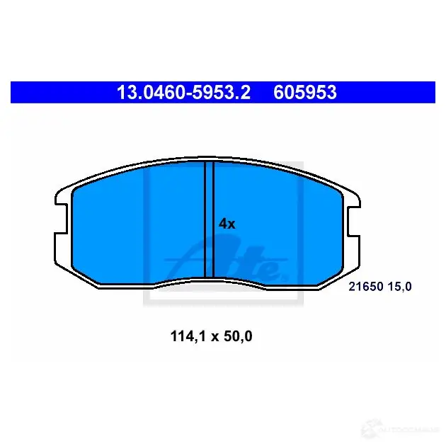 Тормозные колодки, комплект ATE 56789 13046059532 605953 2165 0