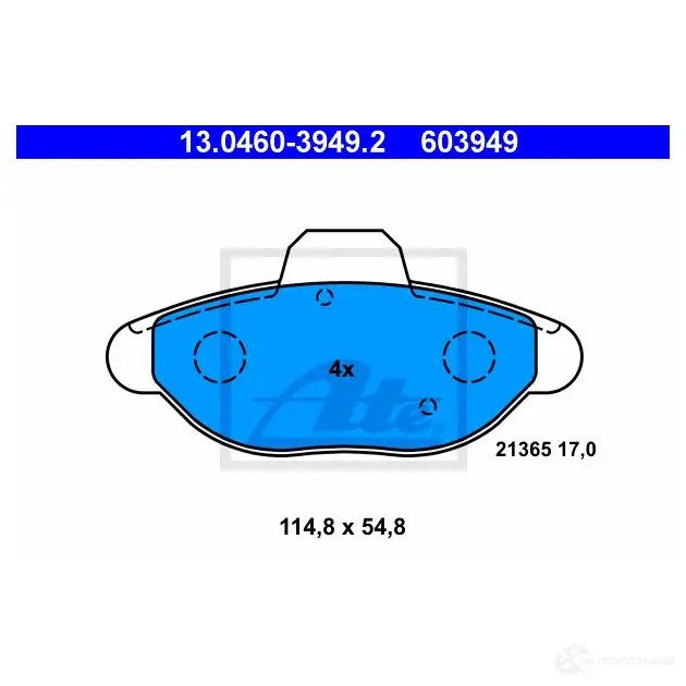 Тормозные колодки, комплект ATE 13046039492 2 1365 603949 56354